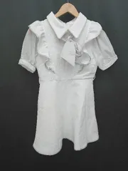 ◇ ◎ ⊂ evelyn エブリン フリル 半袖 ミニ丈 フレア ワンピース サイズ表記なし ホワイト レディース E  【1506180008892】