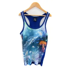 アレキサンダーマックイーン ALEXANDER MCQUEEN タンクトップ Uネック 総柄 マルチカラー 38 M 紺 ネイビー /SY27のサムネイル