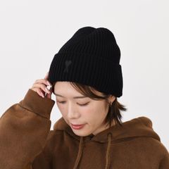 【正規品】アミパリス　ニット帽　ブラック AMI Alexandre Mattiussi ALEXANDRE MATTIUSSI DE COEUR