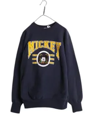 【お得なクーポン配布中!】 90s USA製 ディズニー オフィシャル ミッキー プリント スウェット メンズ レディース XL / オールド トレーナー 裏起毛 ワッペン 刺繍  紺