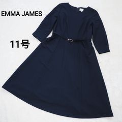 【EMMA JAMES】フォーマルワンピース★11号★ネイビー★七分袖★セレモニーワンピース