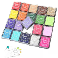 スタンプ台 20色セット カラフル インクパッド 水性 印鑑 ハンドメイド DIY フィンガーペイント メッセージカード 年賀状 ハンコ クリスマス インク 手紙 学校 幼稚園 知育玩具