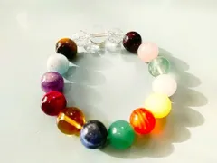 ☆１３種類☆マルチカラー天然石パワーストーンブレスレット　内径15.5±5　☆