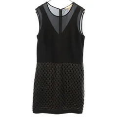 Banana Republic バナナリパブリック 総柄 ノースリーブ ワンピース 6P ブラック レディース 古着