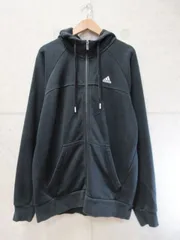 アディダス エッセンシャルズ adidas フルジップパーカー 長袖 ロゴ 刺繍 ブラック Mサイズ