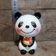 1970年代 内藤ルネ 可愛い黒い水玉模様のおしゃまなネコの貯金箱