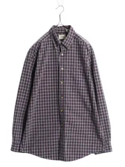 【お得なクーポン配布中!】 エルエルビーン チェック 長袖 ボタンダウン シャツ メンズ M 古着 LLBean コットン 長袖シャツ ポケット付き マルチカラー BD ワイシャツ