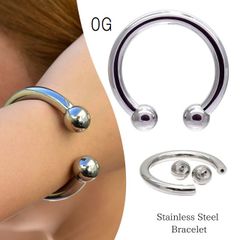 ステンレスブレスレット サーキュラーブレスレット シルバー ユニセックス バングル 0G  ステンレス アクセサリー ブレスレット 金属アレルギー対応 ごつめ かっこいい