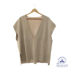 ☆極美品☆ トップス シャツ ブラウス 袖なし Vネック レディース ベージュ 901-5949 送料無料 古着