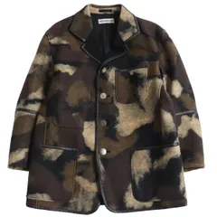 極美品●ISSEY MIYAKE MEN イッセイミヤケ メン レザー使い カモフラ/迷彩柄 ウールジャケット/ハーフコート L 日本製 正規品 メンズのサムネイル