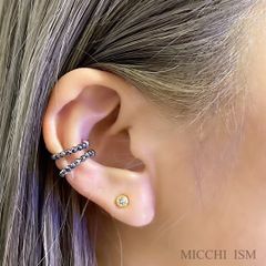 Sparkling ear cuff, small, 12mm circle, terahertz crystal, 2mm mirror cut beads, cute, women's, trendy, stylish, casual, everyday wear, simple, affordable, single or double ear