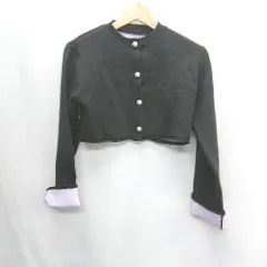 ◇ ⊇ w closet パールボタン ショート丈 長袖 ニットカーディガン サイズF ブラック ラベンダー レディース E  【1409240021636】