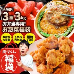 お弁当 お惣菜福袋 メガ盛り 3種 3kg 大容量 売れ筋 大満足 そうざい お惣菜 冷凍 セット 唐揚げ ハンバーグ ウインナー 肉 お中元 ギフト 食べ物