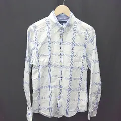 ◇ ◎ TOMMY HILFIGER トミーヒルフィガー チェック柄 ボタンダウン 長袖 シャツ サイズXS ホワイト ブルー レディース E  【1404240027282】