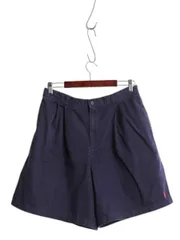 【お得なクーポン配布中!】 90s ポロスポーツ ラルフローレン コットン チノ ショートパンツ レディース L 程 オールド ポロ ショーツ 短パン ツータック ゆったり 紺