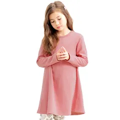 Bee【♪クーポン利用で20％OFF♪】裏起毛無地ワンピース◇モーヴピンク×裏起毛◇韓国子供服 韓国子ども服 韓国こども服 キッズ 女の子 長袖 100 110 120 130 140 150