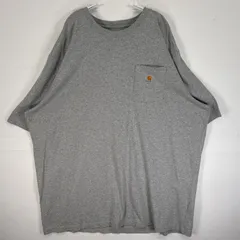 古着 カーハート Carhartt 半袖Tシャツ ワンポイント ロゴ 大きいサイズ クルーネック 2XL Tall  グレー 無地 メンズ