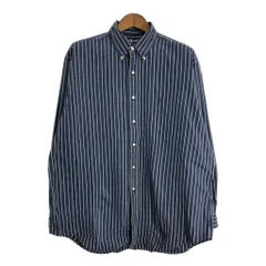 90年代 RALPH LAUREN ラルフローレン BLAIRE ボタンダウン 長袖シャツ ストライプ ネイビー (メンズ XL) 中古 古着 R9690