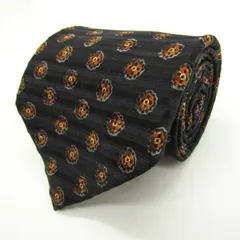 エルメネジルドゼニア ブランド ネクタイ ボーダー柄 小紋柄 花柄 シルク PO メンズ ブラック Ermenegildo Zegna 【中古】