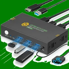 【特価商品】USB3.0 KVMスイッチ、2台のPCを1台のモニターに接続、4K@60Hz解像度、HDMI KVM切替器 「2024版」KEBENES 2入力1出力、ボタン&有線リモコン切り替え対応、仕事/会議/娯楽に最適