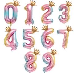 大きな数字風船♡クラウン付　単品　誕生日　バルーン　パーティー　お部屋の飾り付け
