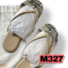 TKEES(ティキーズ)パイソン柄ビーチサンダル　25.0cm相当サイズ　グレー色×ベージュ色　新品タグ付き　※やや汚れあり　管理M327