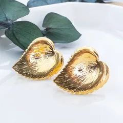 ＊1ペア＊ 大きめ リーフ ピアス パーツ スタッドピアスパーツ K18GP 裏カン付 pe018s