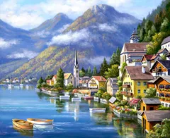 40X30cm 山と湖の風景 モザイクアート 全面貼り付け ダイヤモンド塗装 ダイアモンドビーズ セット 人気 ビーズアート ビーズ絵画 かわいい おしゃれ ダイヤモンドアート 大人 子供 DIY 手作り LEADINTOP 手芸キット プレゼント 芸術品 装