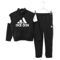 adidas (アディダス) キッズ フロントロゴプリントトラックジャケット トラックパンツ セットアップ トラックスーツ ジャージ DV1740 ブラックのサムネイル