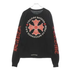 CHROME HEARTS (クロムハーツ) Made In Hollywood Plus Cross L/S Tee メイドインハリウッドプラスクロス ロングスリーブTシャツ 長袖カットソー ブラック/レッド