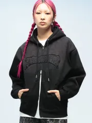 THRASHER (スラッシャー) 裏起毛 フェード加工 アップリケロゴ フルジップ パーカー