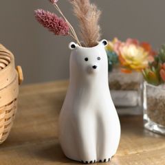 花瓶 シナリー モチーフフラワーベース シロクマ （ 花びん 花器 アニマル 置物 インテリア 雑貨 ペン立て 収納 机上 生花 ドライフラワー 玄関 デスク 食卓 窓 おしゃれ フラワー ベース 花 お花 ）