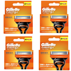 まとめ売り ジレット Gillette フュージョンマニュアル替刃4B カミソリ 髭剃り 極薄5枚刃 4個入り 4箱