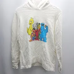 ◇ ⊇ UNIQLO ユニクロ イラスト 長袖 パーカー サイズL クリーム系 メンズ E  【1501230003568】