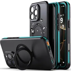 【即日発送】用 ケース Max 防水 衝撃吸収 米軍MIL規格 水中撮影対応 Magsafe対応 Pro 顔認証対応 全面保護 完全防水 防雪 16 防塵 滑り止め 手持ちやすい 頑丈 耐衝撃ストラップ付き 【IP68防水・隠し収納式スタンド】iPhone 雨