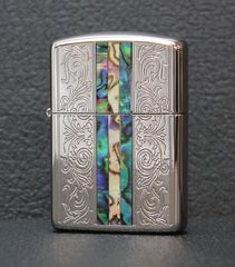 グリーンマーブル✧アラベスクzippo ニッケル 新品 送料無料 シェル 貝 