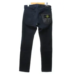 ストーンアイランド STONE ISLAND ストレッチコットンパンツ ストレートパンツ デニム ボタンフライ ロゴ 紺 ネイビー W29 IBO73のサムネイル