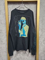 【US古着】RIPPLE JUNCTION Aaliyah Long Sleeve T-Shirt | リップルジャンクション アリーヤ R&B ソウル ヒップホップ ビックプリント ミュージックT ロンT 長袖 ブラック L