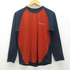 H■モンベル/montbell 1114130 WIC.ラグラン ロングスリーブTシャツ【S】橙紺/MENS■34【中古】