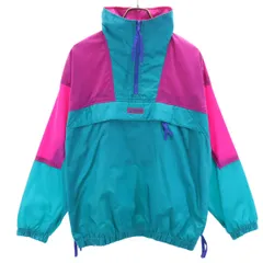 Columbia コロンビア 80s オールド ハーフジップ プルオーバー ナイロンジャケット L ターコイズ アノラック ポケッタブル アウトドア レディース 古着