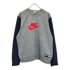 00年代 NIKE ナイキ 刺繍 ロゴ スウェット スポーツ バイカラー グレー(メンズ M)中古 古着 U6054