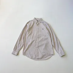 ラルフローレン　ストライプ　ボタンダウンシャツ　クラシックフィット　ポニー刺繍ロゴ　ブラウン　Polo  Ralph  Lauren Button-down shirt stripe brown Embroidered logo　T1445 A5