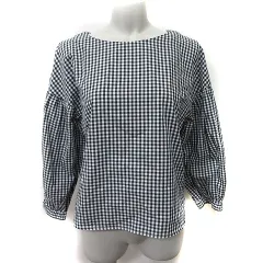 サマンサモスモス SM2 シャツ ブラウス プルオーバー ギンガムチェック 長袖 F 黒 ブラック /YI