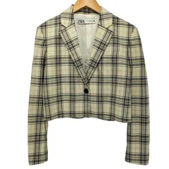 ザラ ZARA チェック柄 1B ショートテーラードジャケット レディース import：XS 