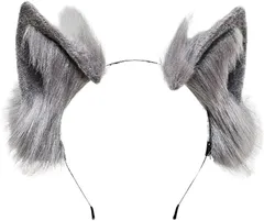COZENTA 猫耳 カチューシャ コスプレ ハロウィン 狐耳 ケモ耳 アクセサリー(グレー)