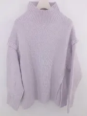 ◇ Aunt Marie's ハイネック サイドスリット 長袖 ニット セーター サイズF パープル系 ホワイト系 マルチ レディース E  【1303240013892】