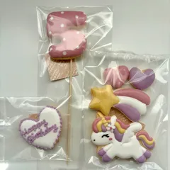 着色料不使用　ユニコーンのアイシングクッキー➕棒付き数字