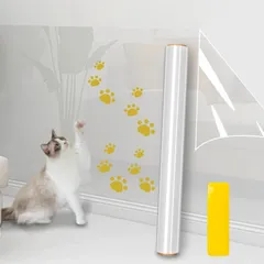 猫 壁紙保護シート 賃貸 はがせる 壁紙シール 40cm*10m 半透明 猫 つめとぎ 防止 シート 厚め 爪とぎ 防止シート 防水防油 壁汚れ防止シート 壁の傷 汚れ防止 ペットしつけ用品 落書き対策 貼るだけ簡単 (道具を付帯)