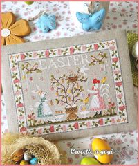 🌷2024NEW🌷🟩⬜🟥 イタリア クロスステッチ 図案 チャート  🧡Crocette a gogo  クロセット・ア・ゴゴ 🧡🐰VIGILIA DI PASQUA🐰◆イースターイヴ◆可愛い サンプラー お洒落 イースター うさぎ ニワトリ
