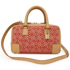 ロエベ アマソナ 23 2way ショルダー ハンドバッグ 斜め掛け ジャガード カーフスキン レザー ベージュ レッド 赤 ゴールド金具 A039N07X03 LOEWE（新品・未使用品）